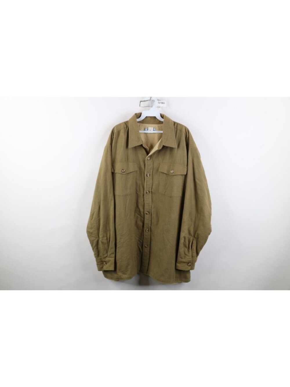 Vintage 90s Fleece Lined Button Shirt Jacket Jac Shirt Mens Size XL Green Faded